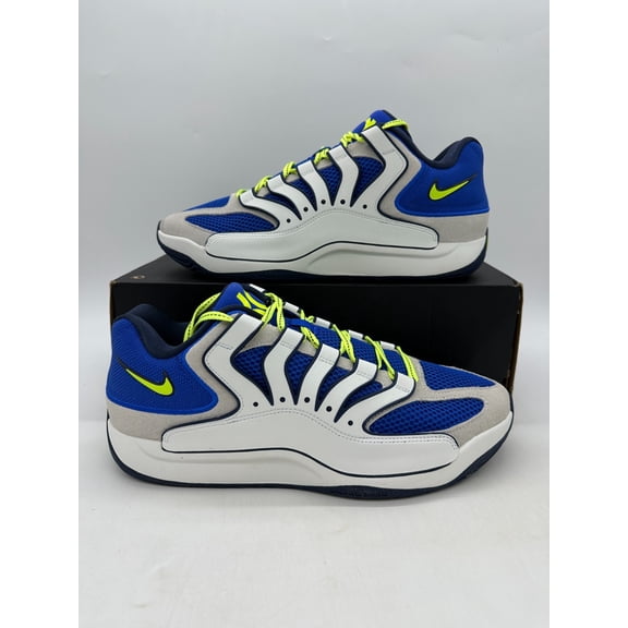 Nike KD18 Men's Size 9.5 White Blue Basketball Athletic Shoes HV1992 400