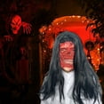 thumbnail image 2 of Realistic Female Ghost Mask for Halloween , Scary Long Hair Latex Mask for Costume Parties, Haunted Houses & Horror Events - Durable Rubber Halloween Accessory, 2 of 5