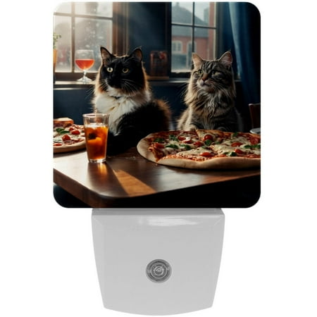 

Night Light Night Lights Plug into Wall 2-Pack Nightlight Plug in Night Light Dusk to Dawn Night Lamp Led Night Light for Adults Kids Room Animal Funny Pizza and Cats Cute