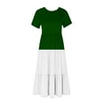 thumbnail image 3 of pimelu Dresses for Women Cocktail Dresses for Women Pleated Swing Loose A Line Beach Maxi Dress with Pocket Summer Formal Color Patchwork Short Sleeve Crewneck Ladies Long Sun Dresses, 3 of 4