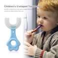 thumbnail image 4 of Cepillo de dientes para bebés Limpieza de dientes de silicona en forma de U para niños (Cat Blue 2-6) Ehuebsd sin BPA, 4 of 9