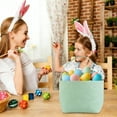 thumbnail image 2 of hulanddfd Easter Bunny Basket, Green Large Capacity Canvas Handbasket Cute Candy Bowl for Easter Party Decoration, 2 of 6