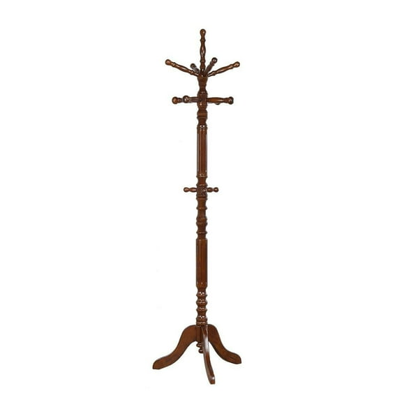 Benjara 19.5" Contemporary Wood Old Style Coat Rack with Spining Top in Brown