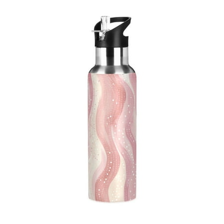 

Yayeee 33oz Double Wall Stainless Steel Water Bottle with Flip Straw Soft Brown Pattern
