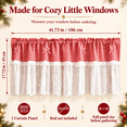 thumbnail image 2 of Plaid Lace Cafe Curtain, Short Window Valance with Bow Detail and Soft, Decorative Tier Valance for Kitchen Sink, for Kitchen Sink, Utility Room and Bathroom, Red, 9.84 x 8.66 x 1.18 in, 1 Piece, 2 of 10