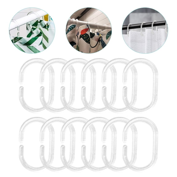 Transparent Plastic Shower Curtain Hooks for Home Use and Lightweight with Cshaped Design Fits Most Bars 12 Pieces
