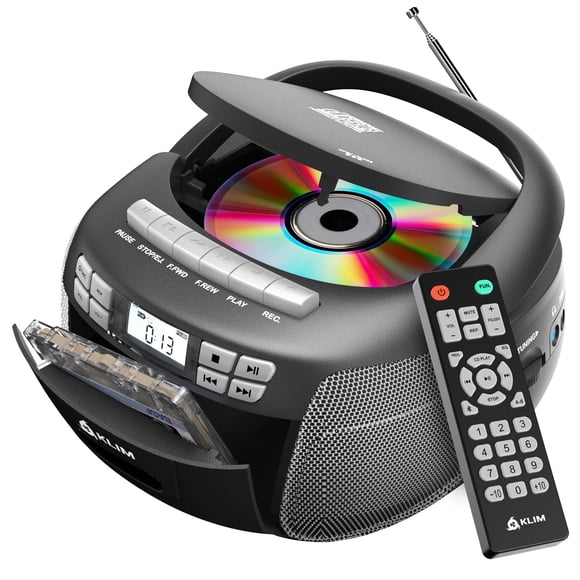 Reproductor de CD y casete KLIM con Bluetooth y radio AM/FM, color plata