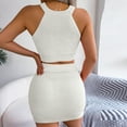 thumbnail image 7 of REORIAFEE Womens Summer Sets Outfits Workout Outfits Women's Sexy Casual Love Top Wrap Hip Skirt Set White L, 7 of 7
