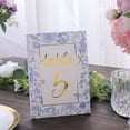 thumbnail image 2 of Efavormart 25 Pack White Blue Double Sided Paper Wedding Table Numbers with Chinoiserie Floral and Gold Foil Numbers Print, 7" Free Standing Table Sign Cards 1-25, 2 of 11