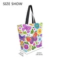 thumbnail image 4 of Open Top Canvas Tote Bag with Zipper Reusable Shopping Bag 13.5x15" Roomy Carryall Vibrant and Lively Butterflies, 4 of 9