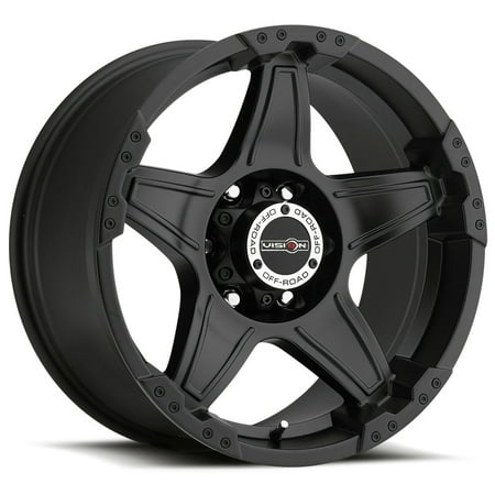 18' Black Chrome Rims - Vision 395 Wizard 18x9 6x135 -12mm Matte Black Wheel Rim 18