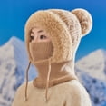 thumbnail image 3 of LIZUOJUN Women's Winter Knit Balaclava Women Face Mask 3 in 1 Neck Hood Scarf Thermal Windproof Hat for Cycling & Outdoor Activities Rose Gold A, 3 of 4