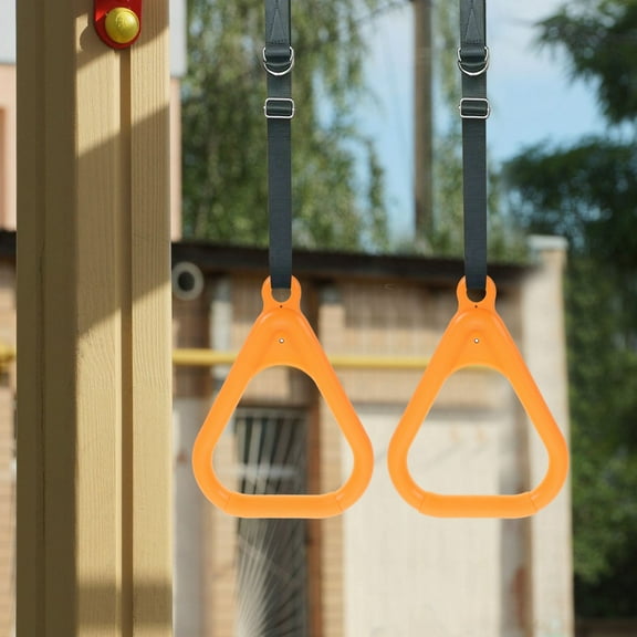 KAKOWELY 2Pcs Hanging Rings for Workout and Stretching in Gym Setting Orange Metal and PP 11.8X6.1X0.8in
