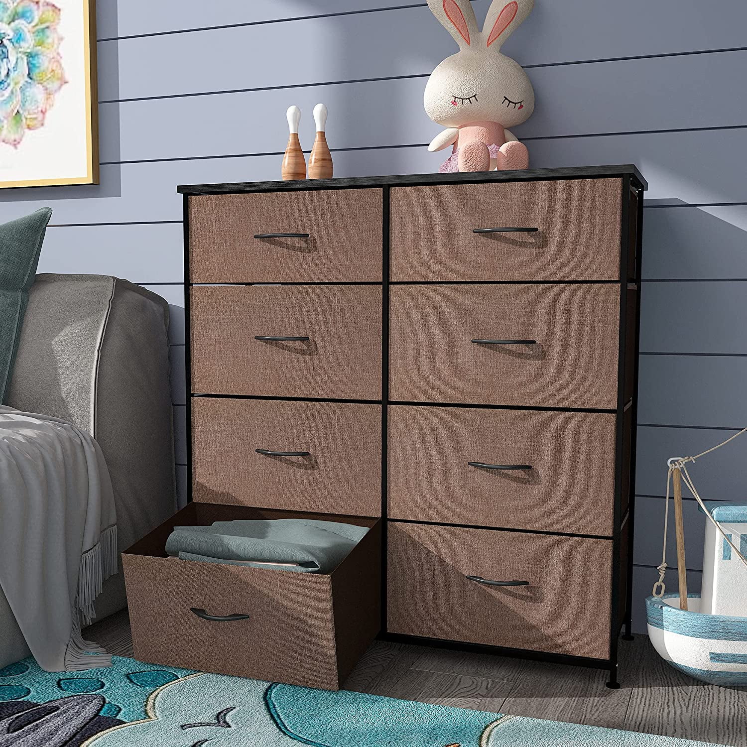 YITAHOME 8 Drawer Fabric Dresser for Closets, Bedrooms, Dorm Rooms, Bathrooms, Cool Gray