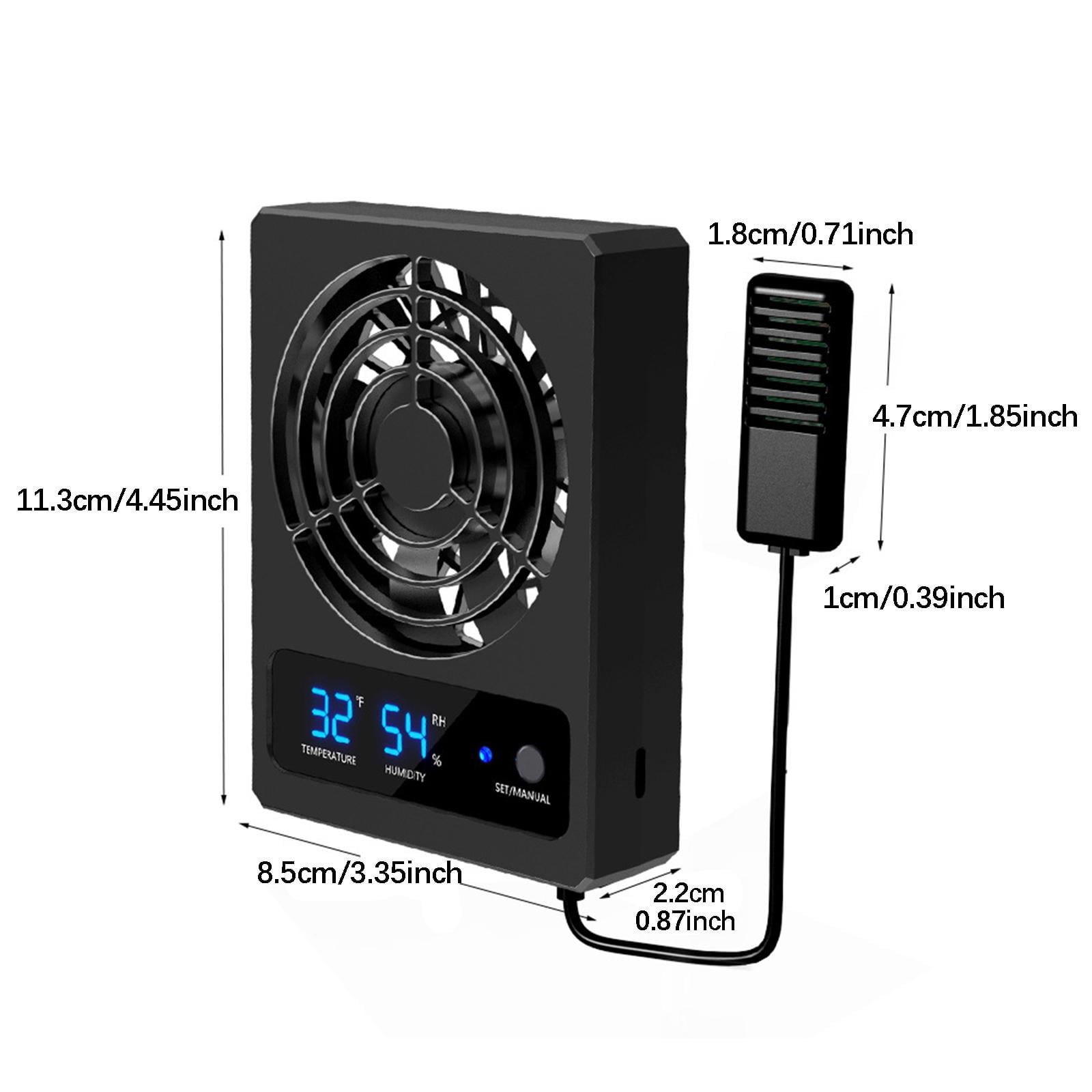 Reptile Ventilation Fan Dehumidifier Digital Display ABS Construction for Breeders Laboratory Terrarium