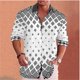 thumbnail image 1 of Camisa con botones y cuello estampado retro con patrón geométrico cuadrado para hombre, ropa informal de calle cómoda y suave, de talla grande, 1 of 6