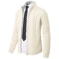 thumbnail image 2 of H2H Mens Casual Slim Fit Cardigan Sweater Cable Knitted Button Down Stand Collar (CMOCAL036), 2 of 6