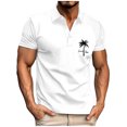 thumbnail image 2 of QUINDOS Casual Shirts for Men Collared Short Sleeve Polo Shirts Golf Tropical Vacation Loose Hawaii Print T-shirts, 2 of 5