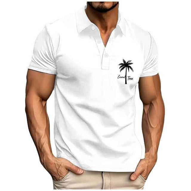 Camisas para Hombre Casual Negocios de Manga Corta Impreso Atlético con Solapa para el Trabajo Y Deportes Al Aire Libre