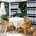 thumbnail image 3 of Outdoor Curtains for Patio Waterproof Gray Striped Indoor/Outdoor Curtain Tiebacks Navy Blue Contrast Stripes Privacy Curtain Sun Block Grommet Drapes for Pergolas Gazebo Porch 2 Panel 54x108 Inch, 3 of 9