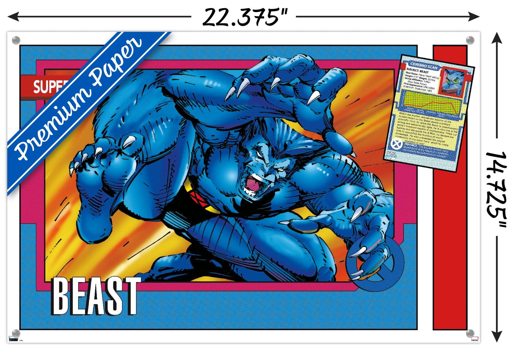 Marvel Trading Cards - Beast Wall Poster with Push Pins, 14.725" x 22.375"