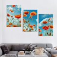 thumbnail image 4 of nygtbtfer  Red Poppy Flower Canvas Prints Large Blooming Poppies Field Under Blue Sky Picture Wall Art Prints for Kitchen Bedroom Office Framed 12x16x3pcs, 4 of 4
