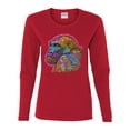 thumbnail image 3 of Colorful Neon Gorilla | Dean Russo Art Animal Lover Womens Long Sleeve T-Shirt, Red, Large, 3 of 6