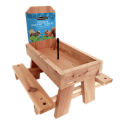 Pennington Red Cedar Picnic Table Squirrel Feeder, Holds Corn, Nuts and Seeds, 1 Table, 9"x10"x9"