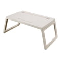 thumbnail image 2 of Plateau de Service pour Ordinateur Portable Réglable avec Porte-Gobelet, Tiroir, Plateau de Genoux, Table beige, 2 of 9