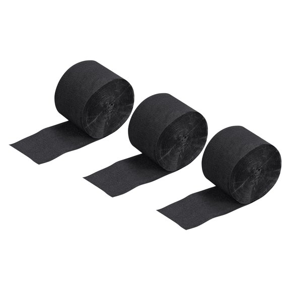 Uxcell Crepe Paper Streamer Decoration 82ft Long 1.77 Inch Wide, Black 3 Pack