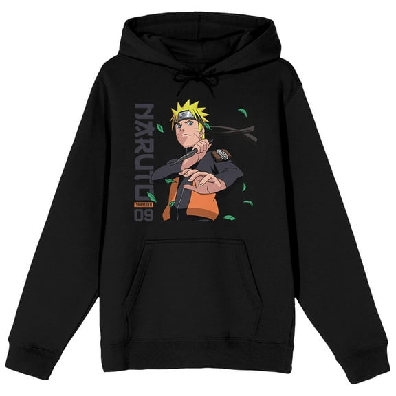 Naruto Shippuden Character and Logo Mens Black Graphic Hoodie - 3XL