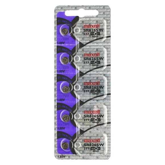 5 x Maxell 377 Watch Batteries, SR626SW Battery