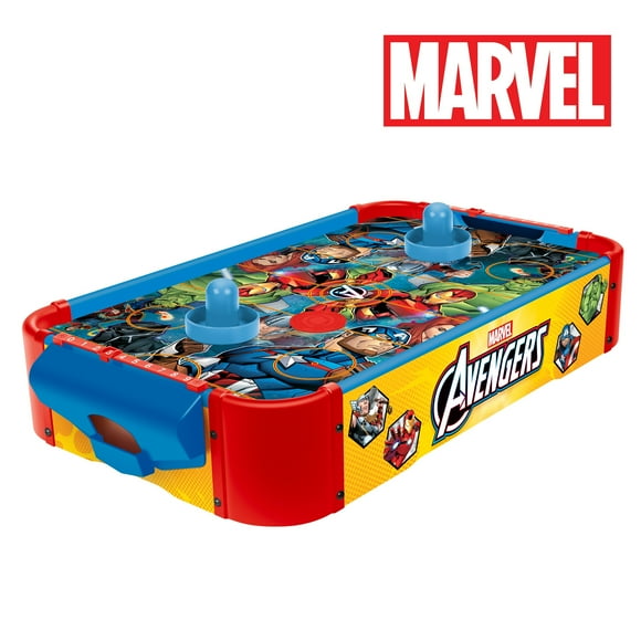 World Tech Toys Avengers Wooden Electronic Tabletop Air Hockey Table, Ages 6 and Up, Hulk, Thor, Iron Man, Captain America