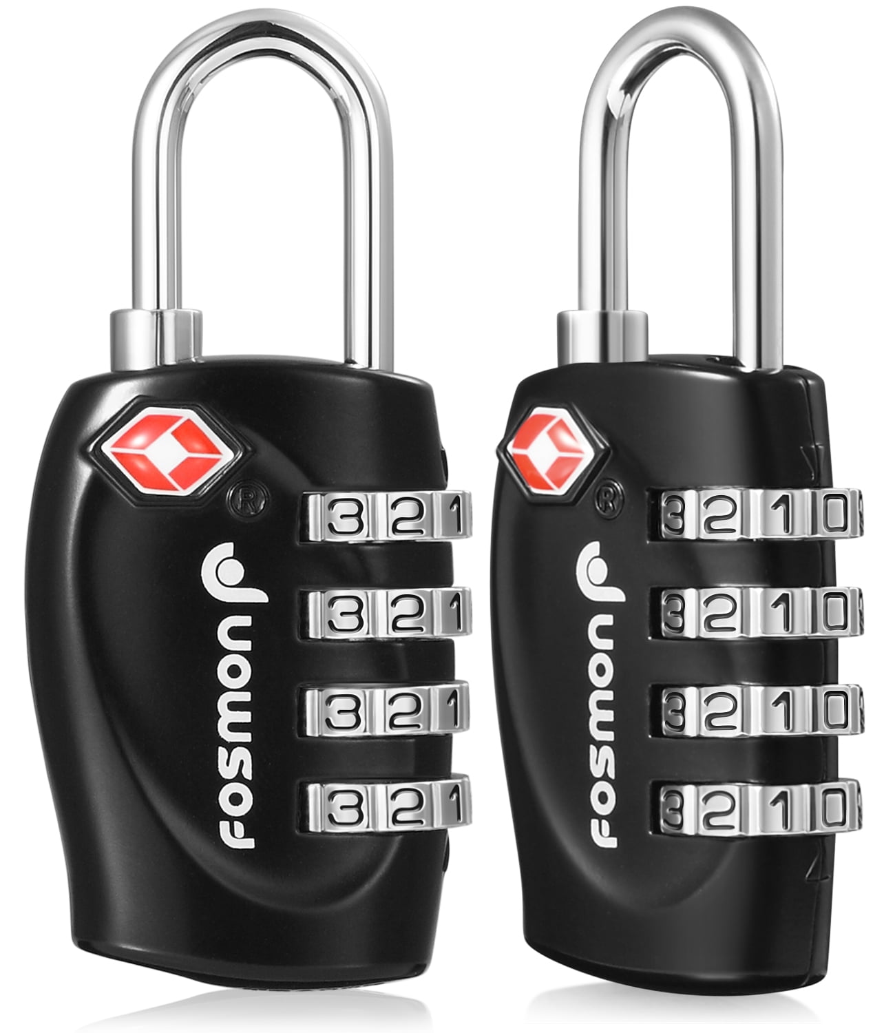 Fosmon 4 Digit TSA Approved Luggage locks for Suitcases and Baggage 1,2,3,4 Pack Black 