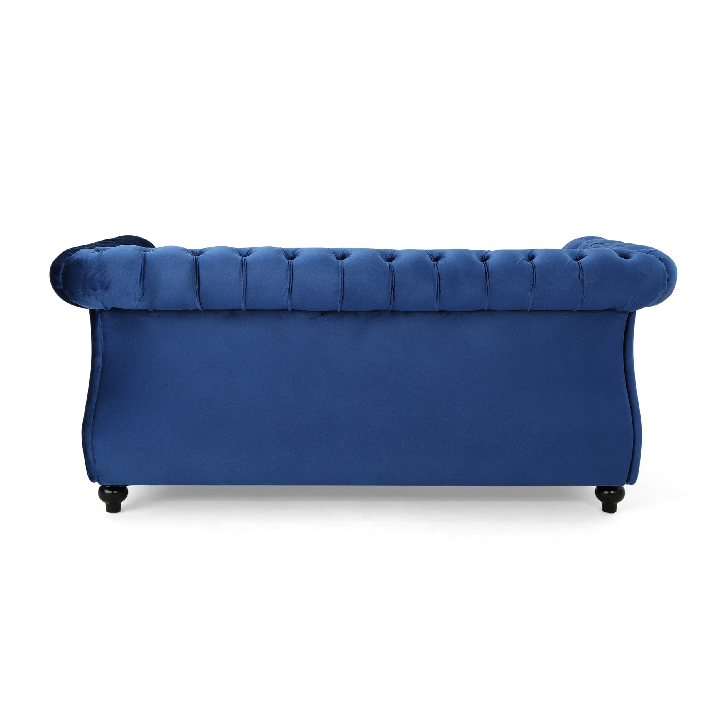 Ember Interiors Aaniya Velvet Chesterfield Loveseat Sofa, Navy Blue