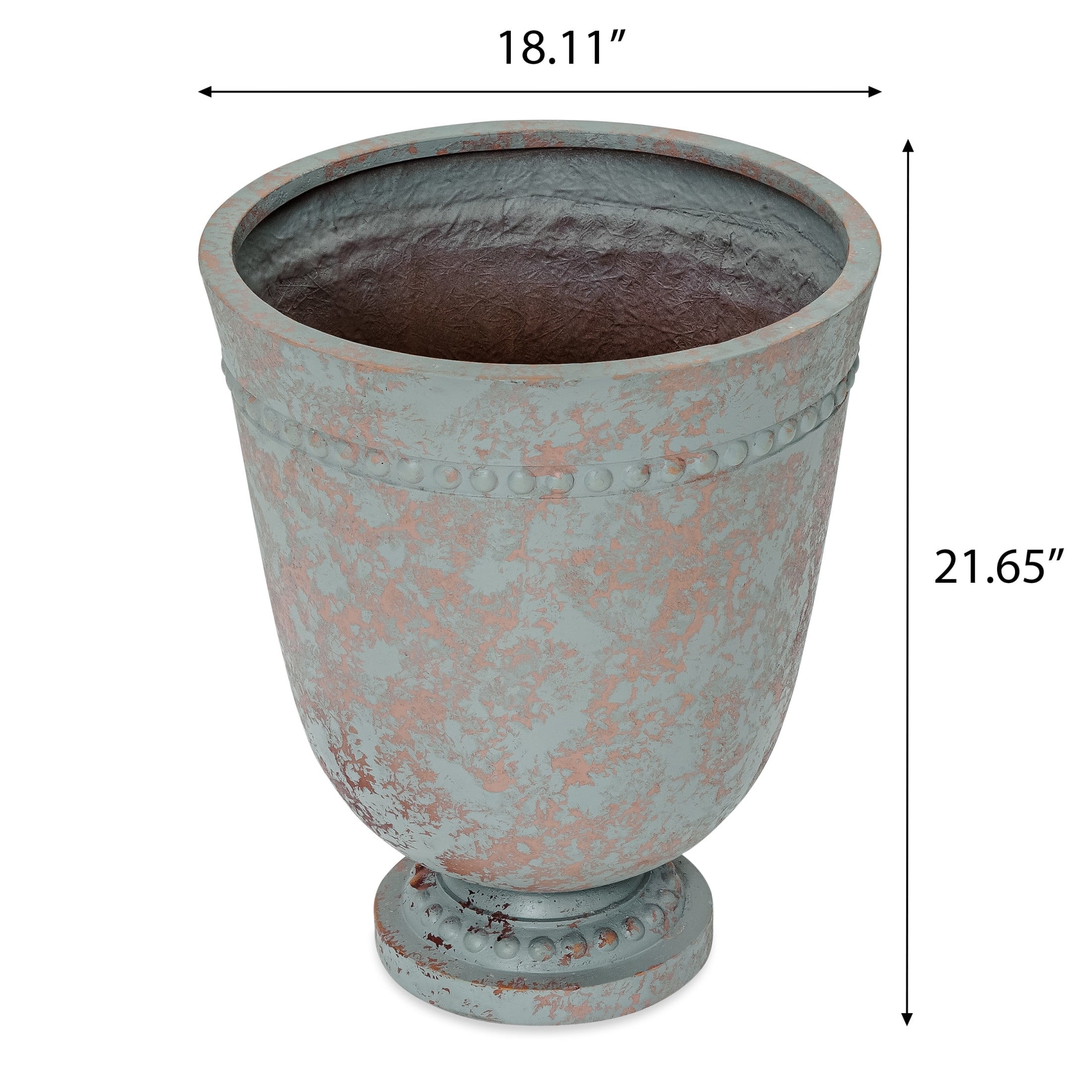 Christopher Knight Home 21.6" Outdoor Urn Planter for Garden, Polyresin Stone Look, Antique Gray