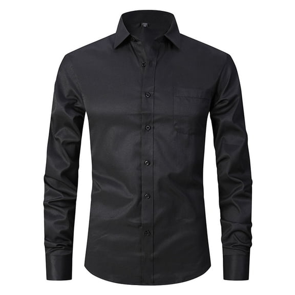 SWSMCLT Men's Soft Button Down Shirt Button Up Thin Cotton Long Sleeve Dress Shirt Formal Fitted Light Top Black 14