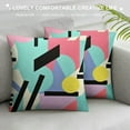 thumbnail image 3 of COMIO Decorative Square Throw Pillow Cover Memphis Retro Vintage 80S Fun 1990S 90S Fashion Doodle Style Abstract Textures Wrapping Paper Good Soft Cushion Pillowcase Case for Bed Chair, 3 of 5