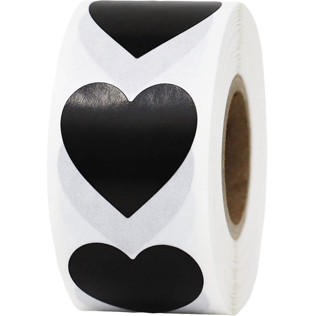 Pegatinas en forma de corazón de 2,5 cm. 1" Corazón Negro brillar Electrónica