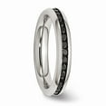thumbnail image 4 of White Stainless Steel Ring Band Fashion Cubic Zirconia CZ Black, 4 of 6
