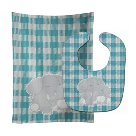 

Elephants Baby Bib and Burp Cloth