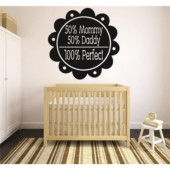 Family 50% mom 50% dad 100% perfect Cute Family Wall Decal Decoration 50% Mommy 50% Daddy 100% Typography Lasts Years and Easily Removable - Size: 10 In(W) x 10 In(H)