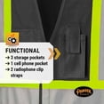 thumbnail image 5 of Pioneer Hi Vis Reflective Adjustable Safety Vest for Men & Women For Traffic & Construction - ID & Phone Pockets - Black, 5 of 7
