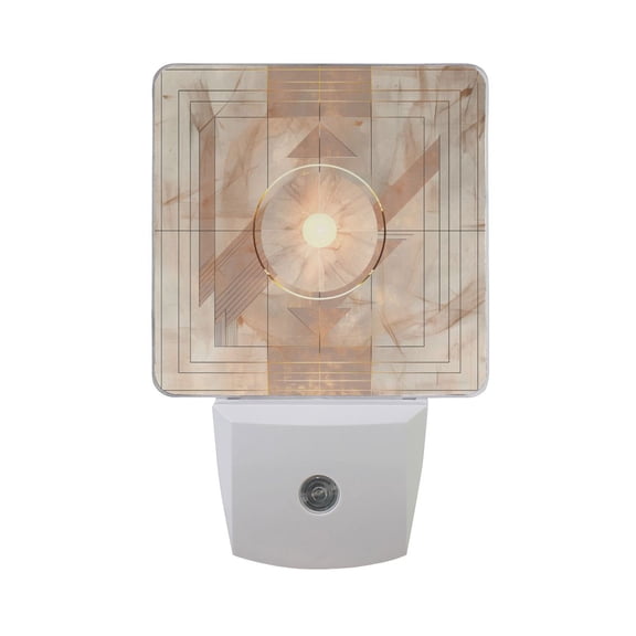 Abstract Rose Beige Geometric Night Light 2 Pack LED Nightlight Plug into Wall Dusk to Dawn Sensor Soft White