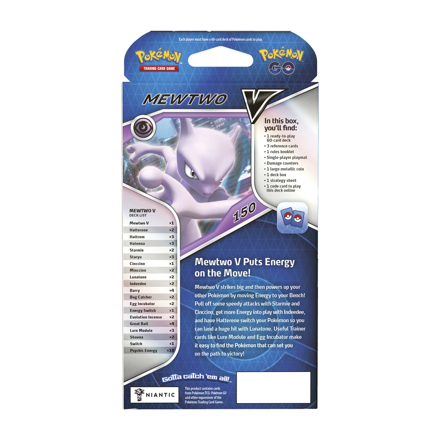 Pokemon GO Mewtwo V Battle Deck (60 Cards, 3 Reference Cards