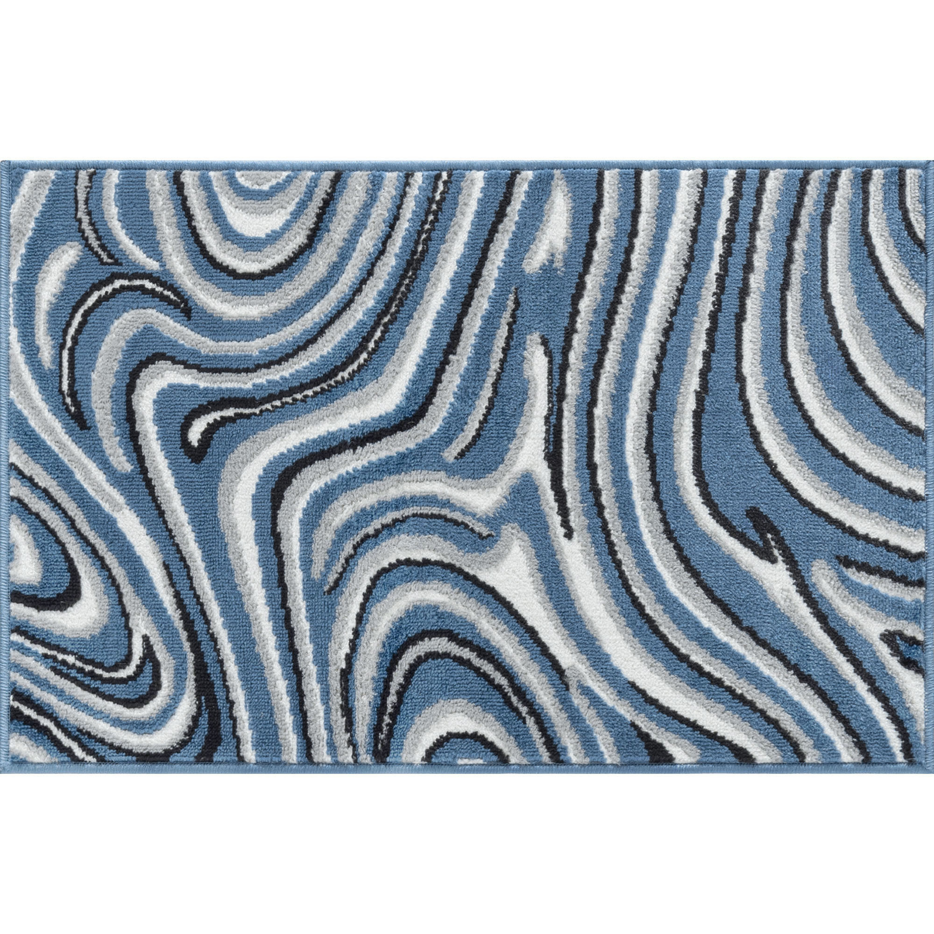 Contemporary 2x3 Area Rug (2' x 3') Abstract Blue, Charcoal Indoor Scatter Easy to Clean