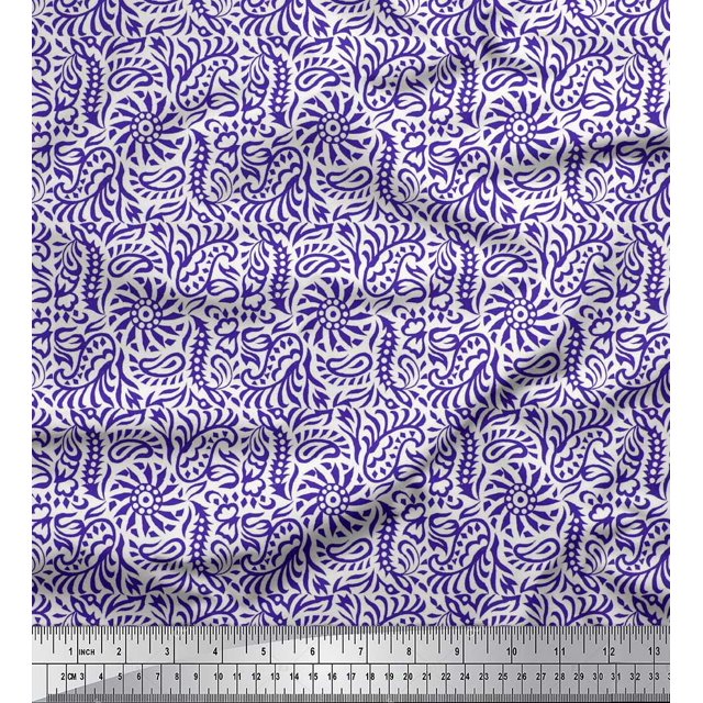 Soimoi Georgette Viscose Fabric Floral & Paisley Block Decor Fabric Printed Yard 42 Inch Wide