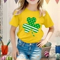 thumbnail image 2 of T-shirts Filles Enfant Pâques Mignon Saint Pat Col Rond Manches Courtes Tee Été Décontracté Hauts Filles, Tees Jaune 1 An-2 Ans, 2 of 4