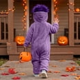 thumbnail image 5 of Funny Big Mouth Monster One-Piece Pajamas with 1 Comb, Oversized Fleece One Piece Pajamas for Women & Men, Halloween Costume Long Sleeves Soft Plush Loungewear，Purple L, 5 of 7