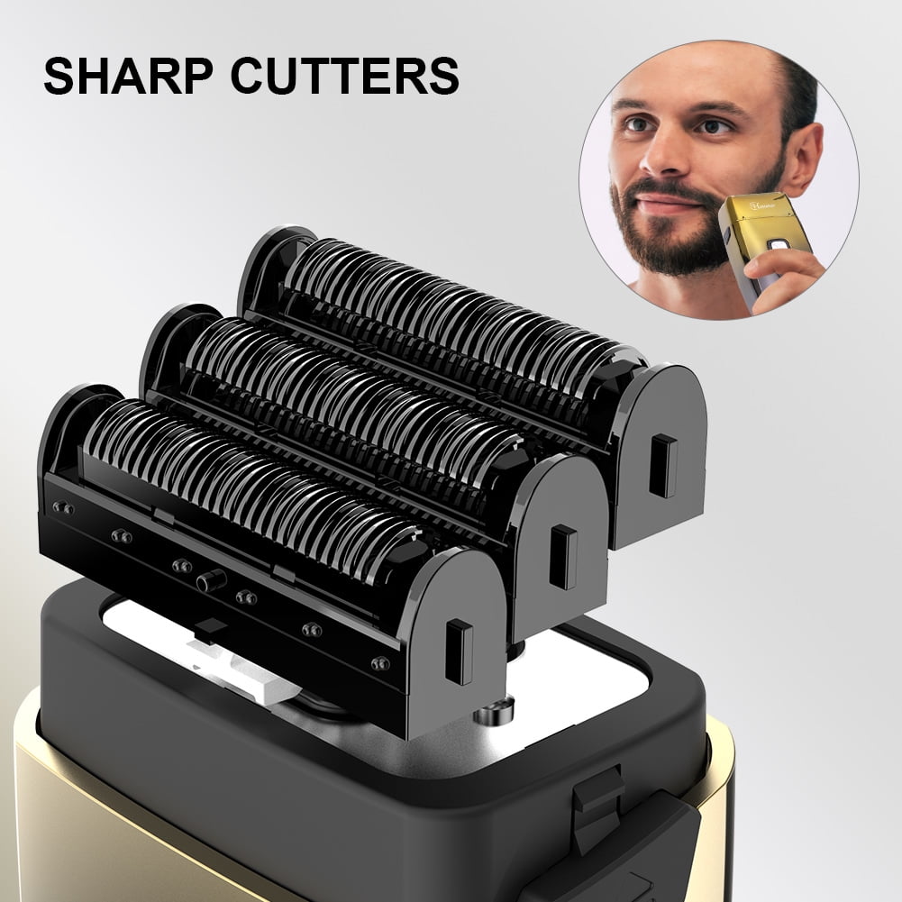 Hatteker 3-Blade Foil Shaver for Men, Bald Head Shaver & Facial Hair Trimmer, IPX7 Washable, USB Rechargeable, LED Display, Pop-Up Trimmer